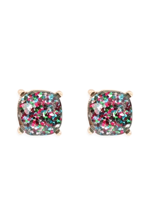 S7-5-4-AE0333MLT - GLITTER EPOXY STUD EARRINGS-MULTICOLOR /1PC