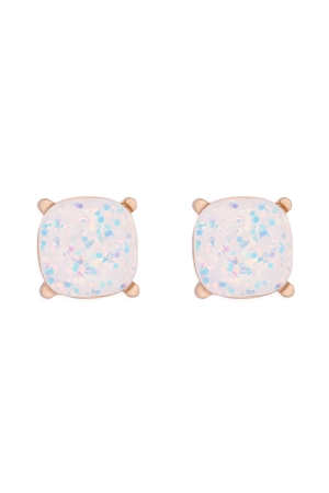 S22-2-4-AE0333WHT-GLITTER EPOXY STUD EARRINGS-WHITE/1PC