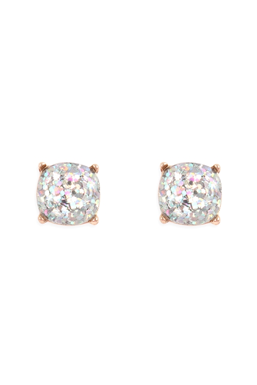 S21-8-4-AE0336AB-AB GLITTER EPOXY STUD EARRINGS/1PC