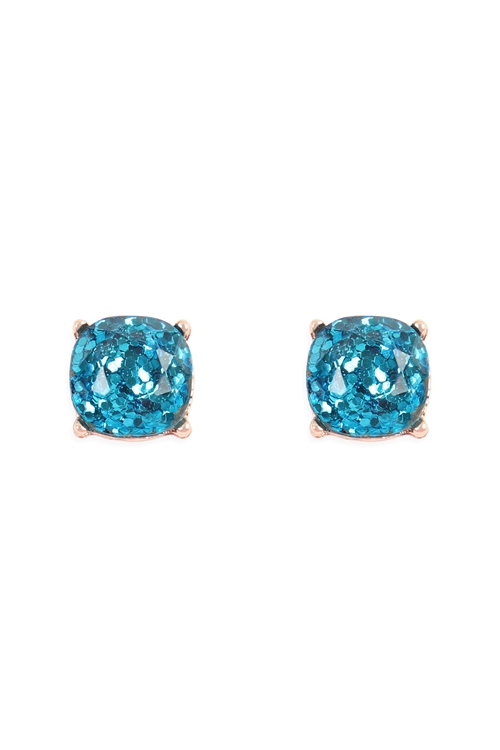 S21-8-4-AE0336LBU- GLITTER EPOXY STUD EARRINGS-LIGHT BLUE/1PC