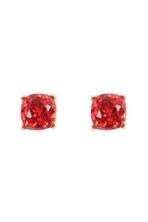 S21-8-4-AE0336RED-RED GLITTER EPOXY STUD EARRINGS/1PC