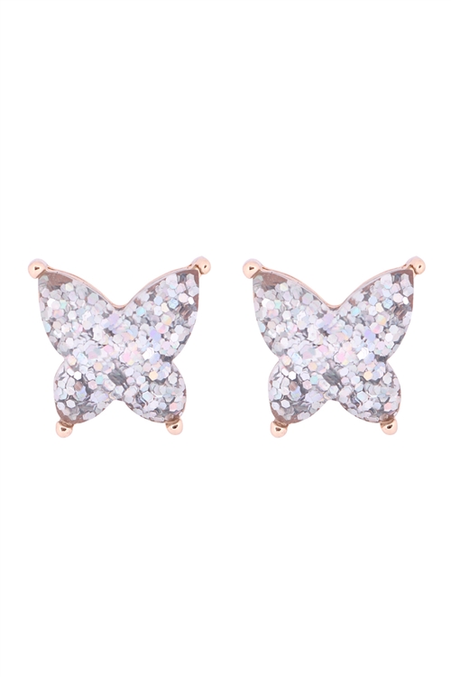 S1-3-4-AE0346AB - BUTTERFLY GLITTER EPOXY EARRINGS - AB/1PC