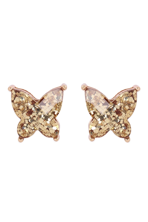 S17-12-5-AE0346GD- BUTTERLY GLITTERER EPOXY EARRINGS - GOLD/1PC