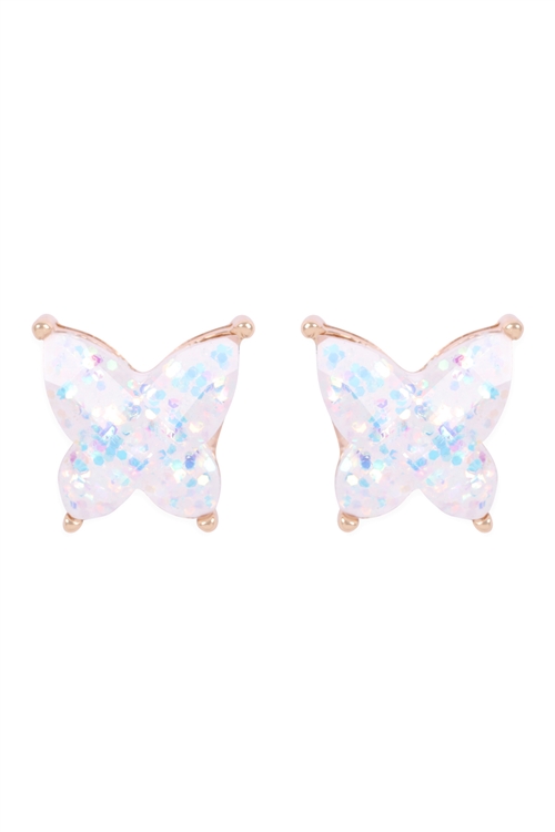 S17-12-5-AE0346WHT- BUTTERLY GLITTERER EPOXY EARRINGS - WHITE/1PC