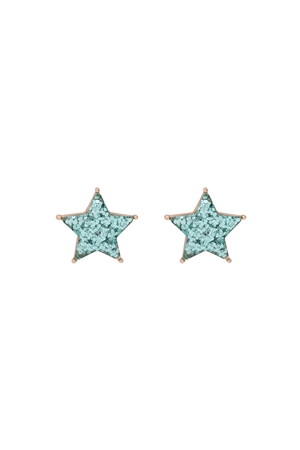 S5-5-1-AE0358EMR - STAR GLITTER EPOXY STUD EARRINGS - EMERALD/1PC