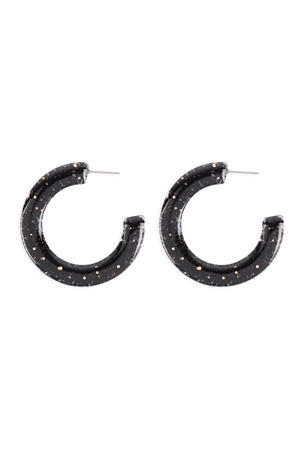 A1-1-1-AE0359GBK - 1.75" EPOXY GLITTER HOOP EARRINGS - BLACK/6PCS