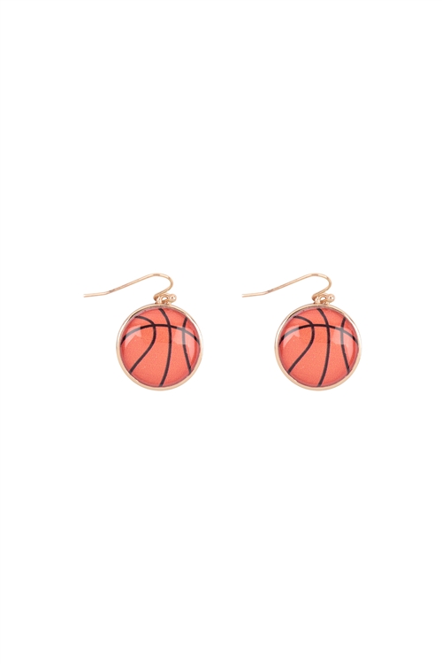 SA4-1-5-AE0367BSK - SPORTS BASKETBALL EPOXY FISH HOOK EARRINGS-ORANGE/1PC