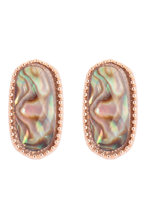SA3-1-4-AE0386ABL - HEXAGON EPOXY STUD EARRINGS - ABALONE/1PC (NOW $1.25 ONLY!)