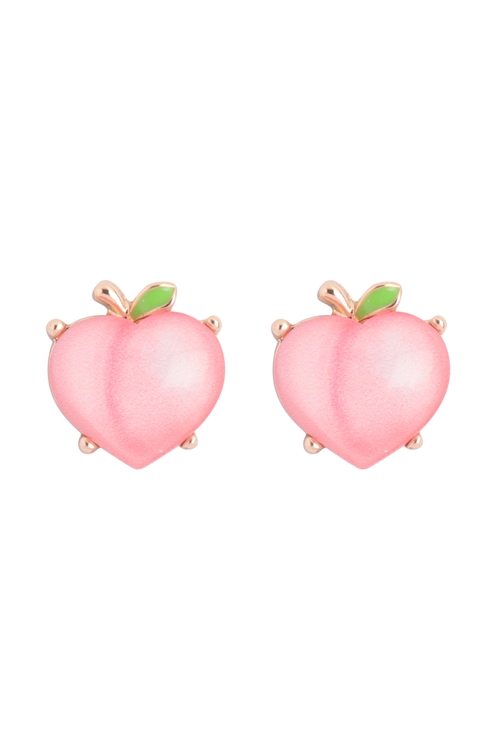 A2-1-4-AE0393PNK - PEACH PRINT EPOXY STUD EARRINGS - PINK/1PC