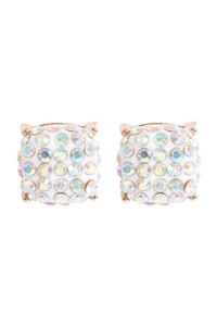 A1-1-2-AE0402AB - PAVE RHINESTONES EPOXY STUD EARRINGS-AB/1PC