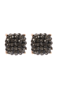 A1-1-2-AE0402BD - PAVE RHINESTONES EPOXY STUD EARRINGS-GRAY GOLD/1PC