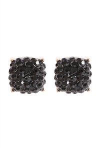 A1-1-2-AE0402BK - PAVE RHINESTONES EPOXY STUD EARRINGS-BLACK/1PC