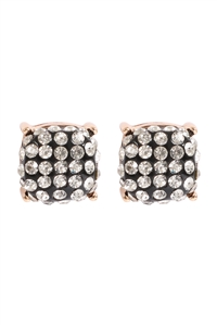 A1-1-2-AE0402BK-CRY - PAVE RHINESTONES EPOXY STUD EARRINGS-BLACK CRYSTAL/1PC