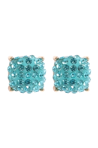 A1-1-2-AE0402LBU - PAVE RHINESTONES EPOXY STUD EARRINGS-LIGHT BLUE/1PC