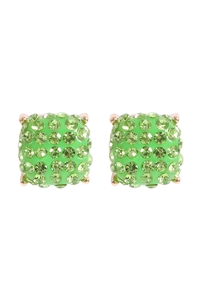 A1-1-2-AE0402LGN - PAVE RHINESTONES EPOXY STUD EARRINGS-LIGHT GREEN/1PC