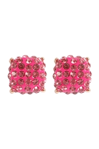 A1-1-2-AE0402LPK - PAVE RHINESTONES EPOXY STUD EARRINGS-LIGHT PINK/1PC