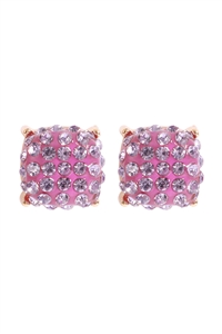 A1-1-2-AE0402LVD - PAVE RHINESTONES EPOXY STUD EARRINGS-LAVENDER/1PC