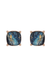 S1-3-3-AE0435DBU - MARBLE EPOXY STUD EARRINGS-DARK BLUE/1PC