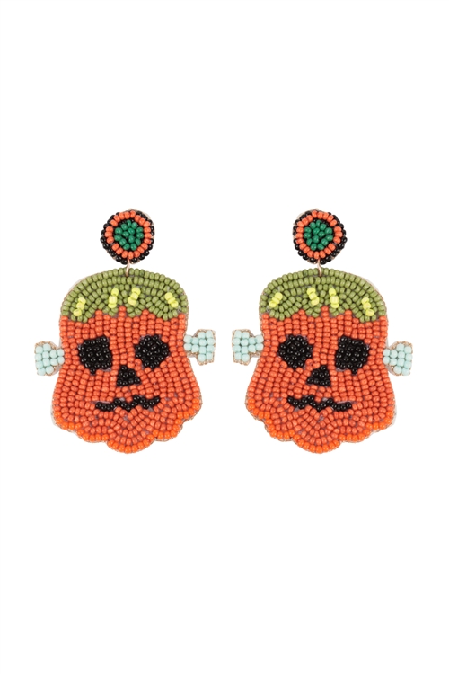 SA4-1-3-AE1602 - PUMPKIN SEED BEADS DROP EARRINGS-MULTICOLOR/1PC