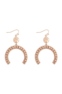 SA4-1-3-AE5179-WG - HORSE SHOE METAL BLOCK CCB DROP DANGLE EARRINGS-MATTE GOLD/1PC (NOW $2.75 ONLY!)