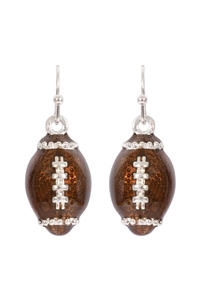 S1-6-1-AE5932-SMX - FOOTBALL RESIN SPORTS DANGLE HOOK EARRINGS-SILVER/1PC