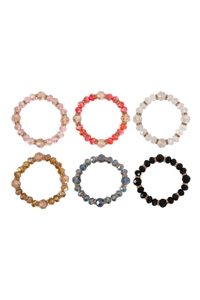 S28-2-2-ANB2056 - RONDELLE BEADS WITH RHINESTONE STRETCH BRACELET-MULTICOLOR/12PCS