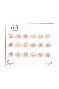 S22-13-3-ANE4300AB - CRYSTAL STUD EARRINGS SET-AB/12PCS