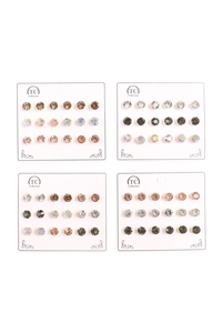 S18-9-3-ANE4300M - CRYSTAL STUD EARRINGS SET-MIX/12PCS