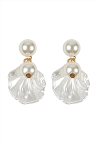 A1-4-4-ANE4736 - PEARL WITH SHELL POST DROP EARRINGS/12PCS