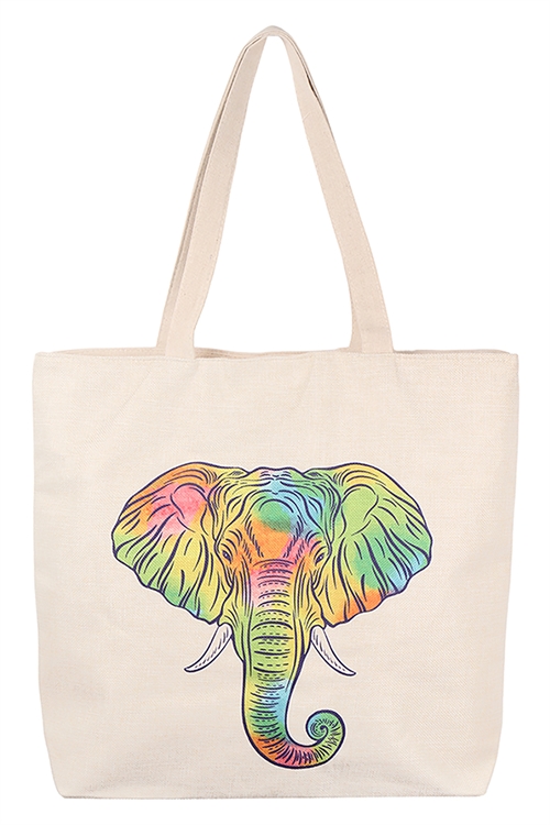 S21-10-3-AO8035 - MULTICOLOR ELEPHANT TOTE BAG/6PCS