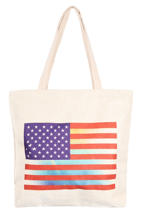 S29-8-1-AO8038 - AMERICAN FLAG PRINT TOTE BAG/6PCS