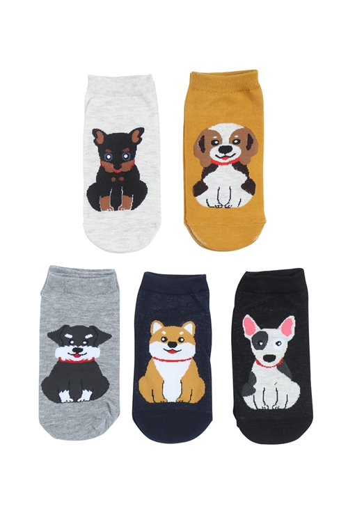 S29-9-3-AQE1027 - CUTE PUPPY PRINT KID SOCK ASSORTED SET-MULTICOLOR/12PCS