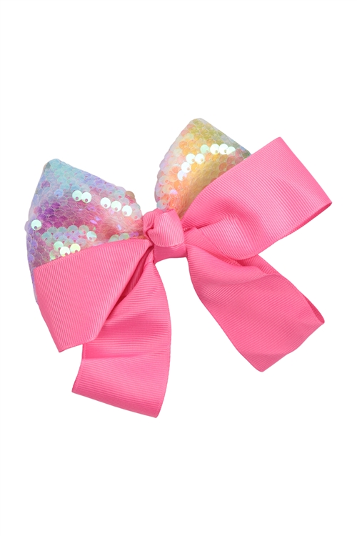 S19-12-4-AQR1076P - TWO TONE GLITTER HAIR BOW CLIP HAIR ACCESSORIES ASSORTED-MULTICOLOR/12PCS