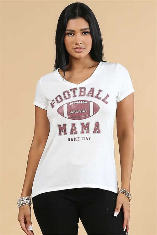 S37-1-1-AV-AV078-DILLON - FOOTBALL MAMA GRAPHIC V NECK TEE- 1-2-2-1