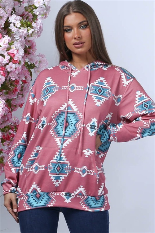 S37-1-1-AV-AV1052-MERCEDES-BLUE AZTEC PRINT HOODIE JACKET-BLUE-2-2-2