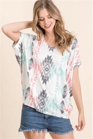 S37-1-1-AV-AV1088-JOSIE - AZTEC PRINT V NECK RELAXED TOP- 2-2- 2