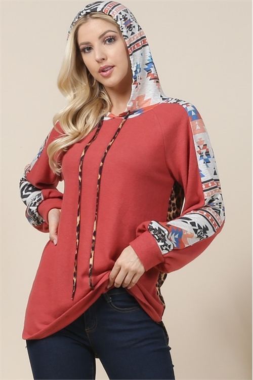 S37-1-1-AV-AV1149-NORA-LONG SLEEVE AZTEC PRINT SELF TIE HOODIE TOP-1-2-2-1