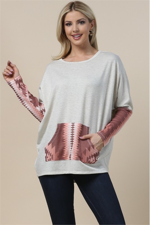 S37-1-1-AV-AV 1157-IVORY-AZTEC PRINT LONG SLEEVE TOP WITH KANGAROO POCKET-IVORY-1-2-2-1