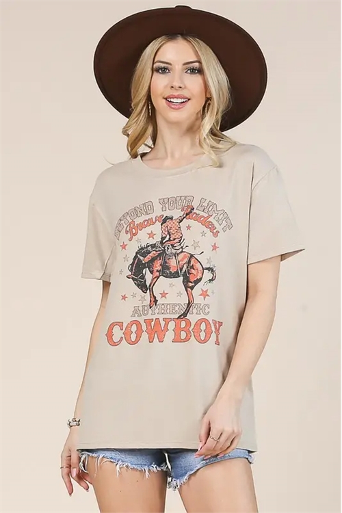 S37-1-1-AV-AV1205-DAPHNE - COWBOY GRAPHIC SHORT SLEEVE TEE- 1-2-2-1