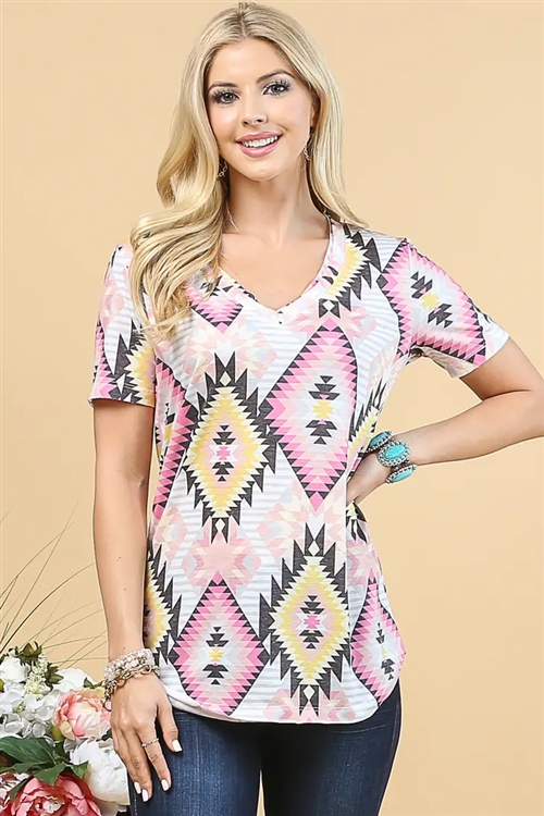 S37-1-1-AV-AV407-EDEN - AZTEC V NECK TOP- 1-2-2-1