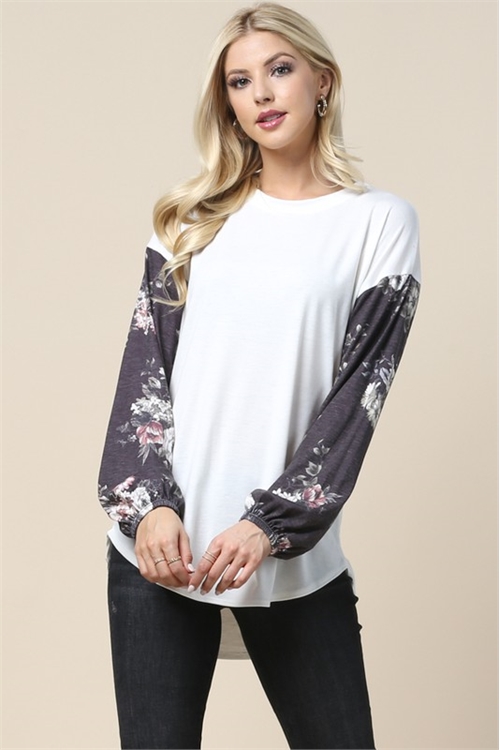 S37-1-1-AV-KC012-FLORAL PRINT ROUND NECKLINE TOP-2-2-2