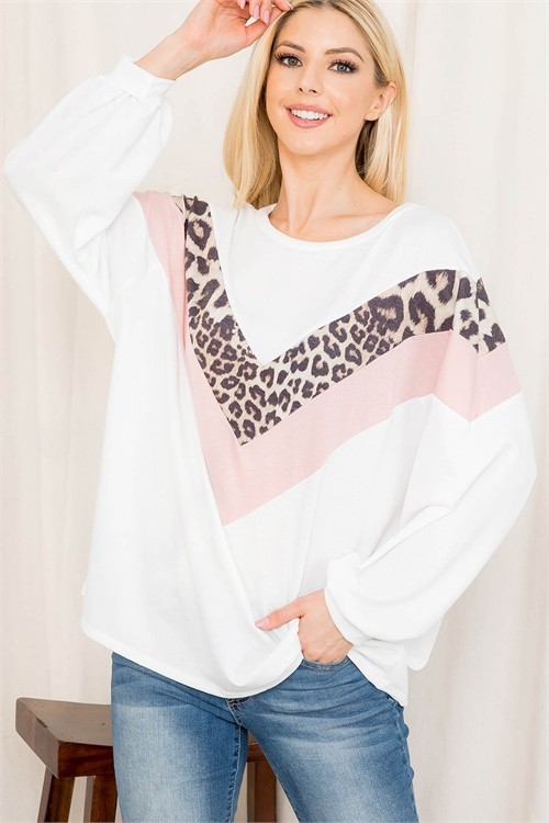 S37-1-1-AV-KC044-WHITE-RIB CHEVRON LEOPARD CONTRAST TOP-2-2-2