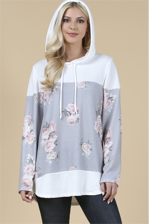 S37-1-1-AV-X167C-DANA-WHITE FLORAL PRINT HOODIE TOP-1-2-2-1