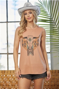 S37-1-1-AV079-SALMA - LONGHORN GRAPHIC SLEEVELESS TOP- 1-2-2-1