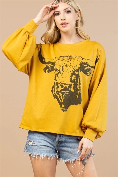 S37-1-1-AV1171-RITA - LONGHORN GRAPHIC LIGHT WEIGHT SWEATSHIRT- 1-2-2-1