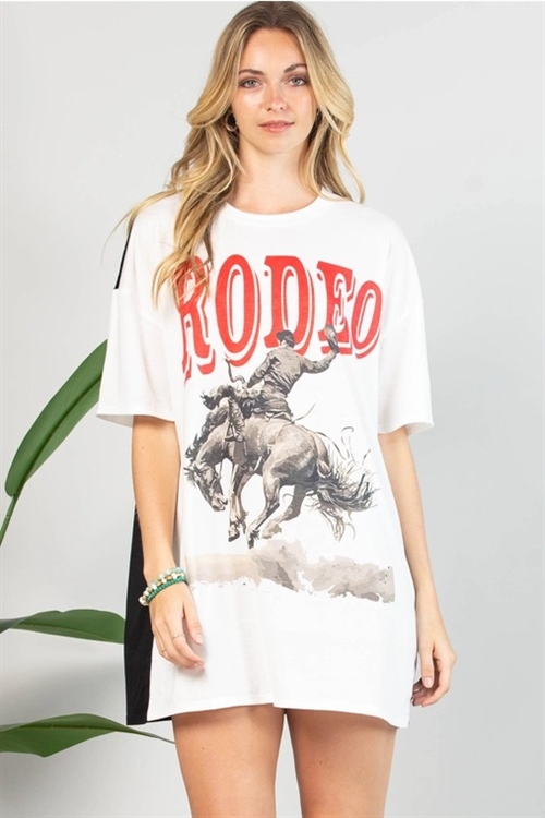 S37-1-1-AV1202-LIA - WESTERN RODEO GRAPHIC T-SHIRT DRESS- 1-2-2-1