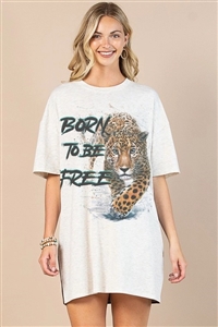 S37-1-1-AV1202-MILAN - BORN TO BE FREE TIGER GRAPHIC T-SHIRT DRESS- 1-2-2-1