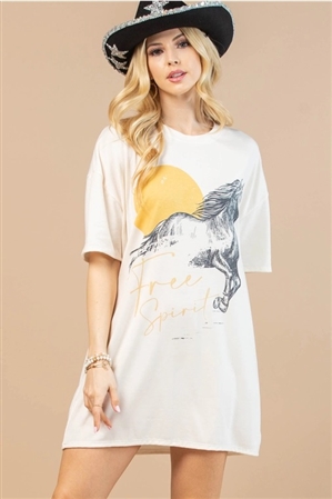 S37-1-1-AV1202-PORTIA - FREE SPIRIT HORSE GRAPHIC T-SHIRT DRESS- 1-2-2-1