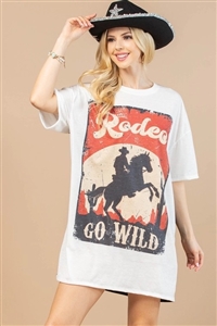 S37-1-1-AV1202A-ROMY - WESTERN RODEO GRAPHIC COLOR BLOCK T-SHIRT DRESS- 1-2-2-1