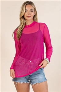 S37-1-1-AV1230-GEMMA - SOLID MOCK NECK MESH TOP- 1-2-2-1